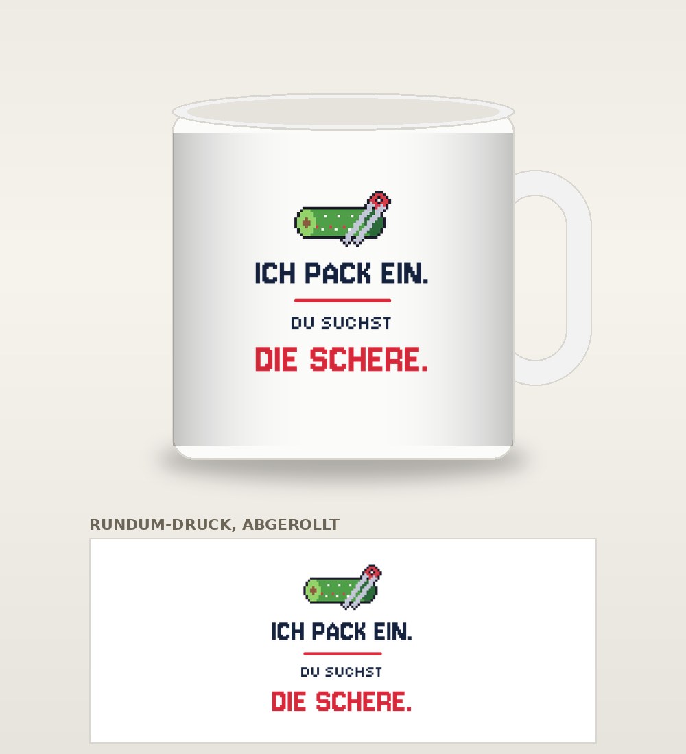 Ansicht: Ich pack ein. Du suchst die Schere.