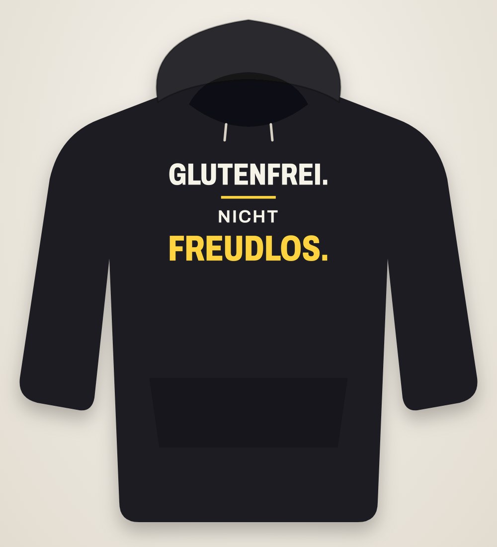Hoodie „Glutenfrei. Nicht freudlos.“