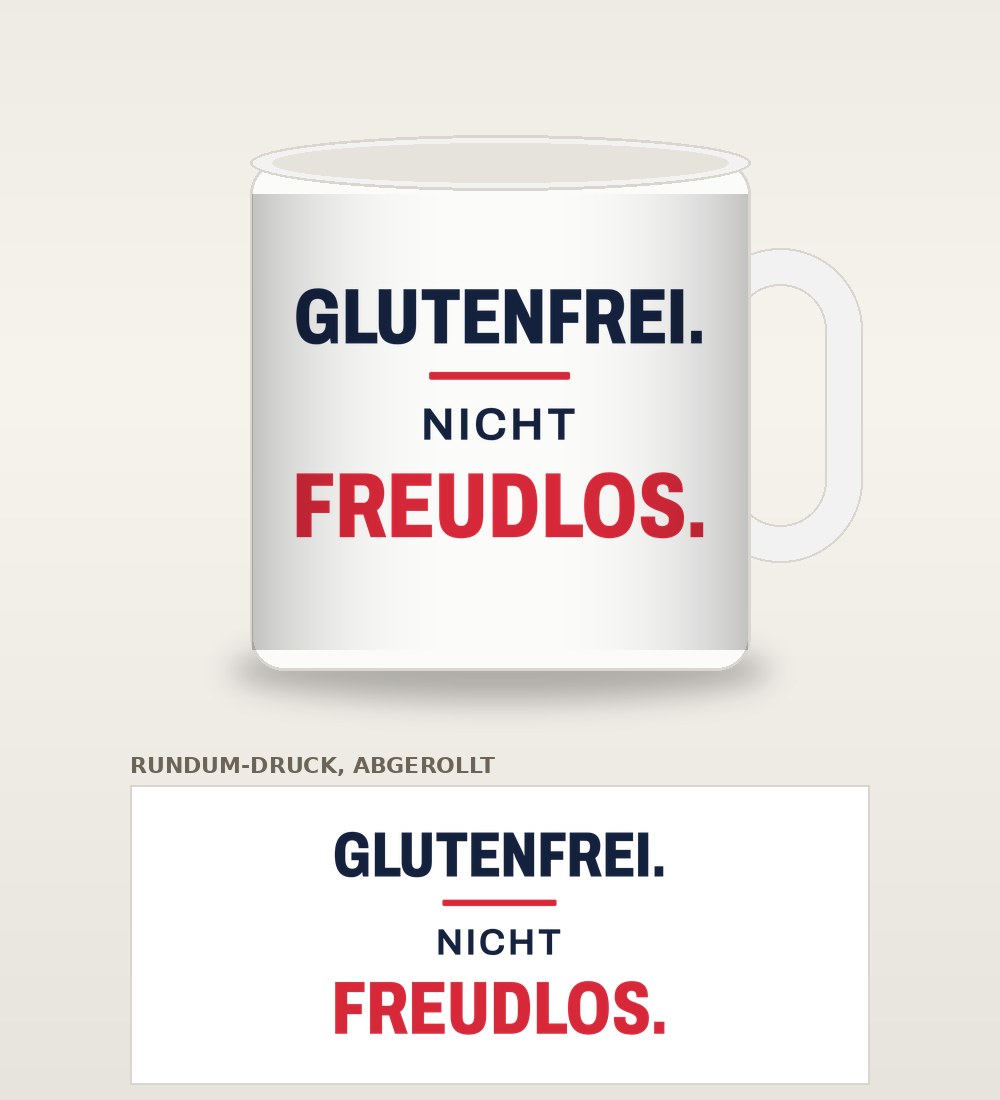 Tasse „Glutenfrei. Nicht freudlos.“