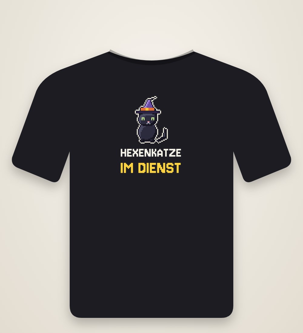 Damen-T-Shirt „Hexenkatze im Dienst“