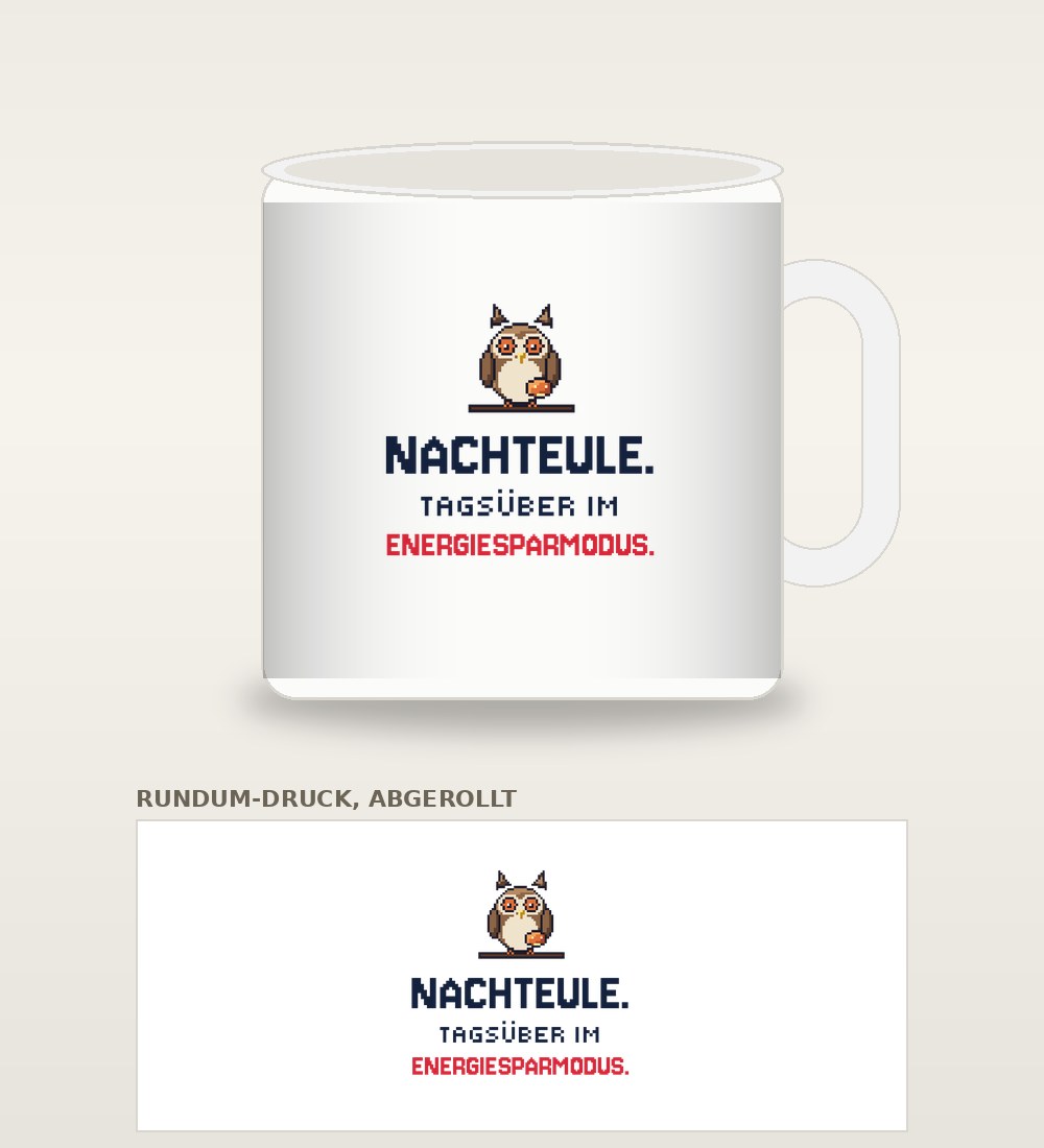 Tasse „Nachteule im Energiesparmodus“