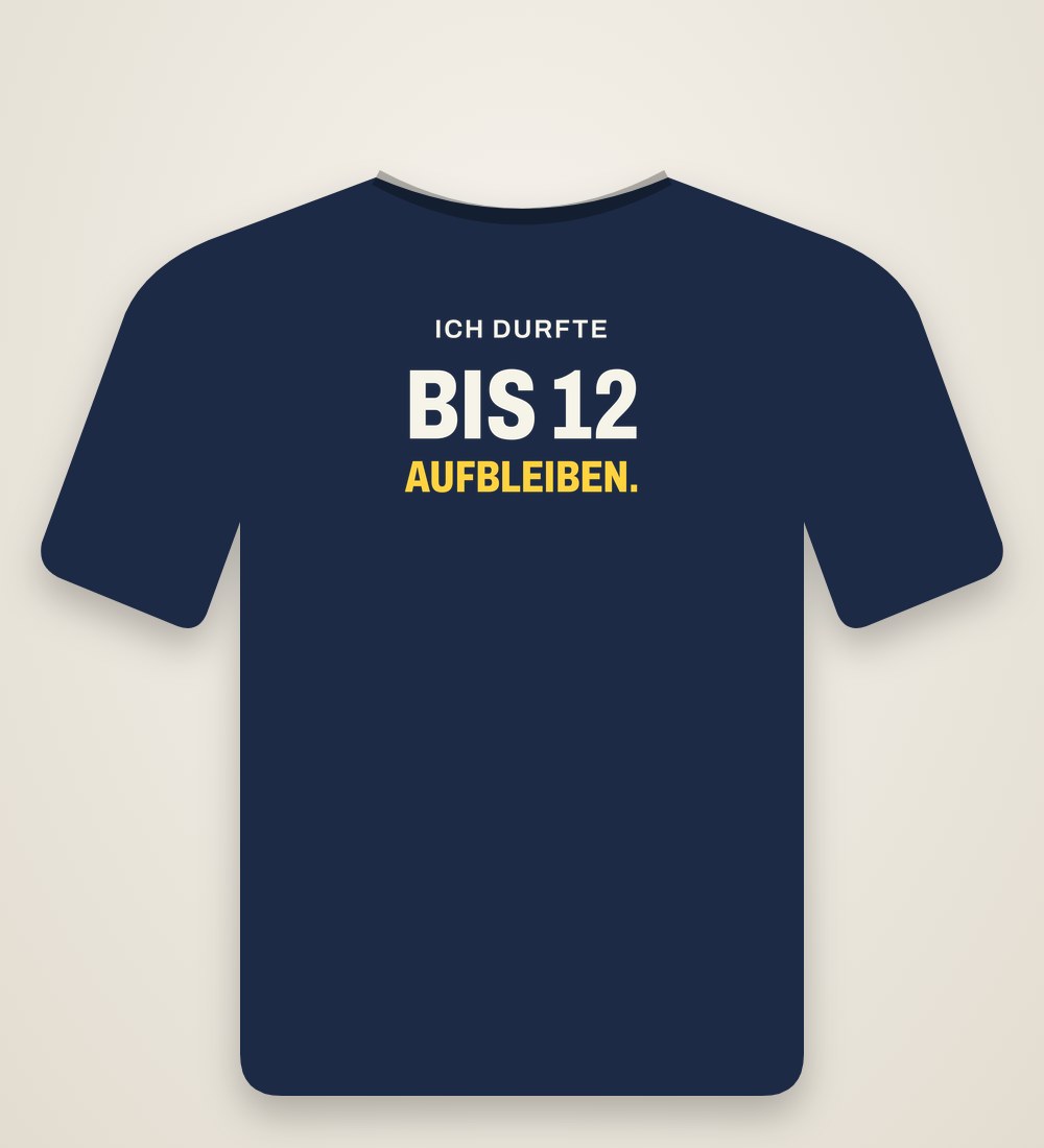 Kinder-T-Shirt „Ich durfte bis 12 aufbleiben.“
