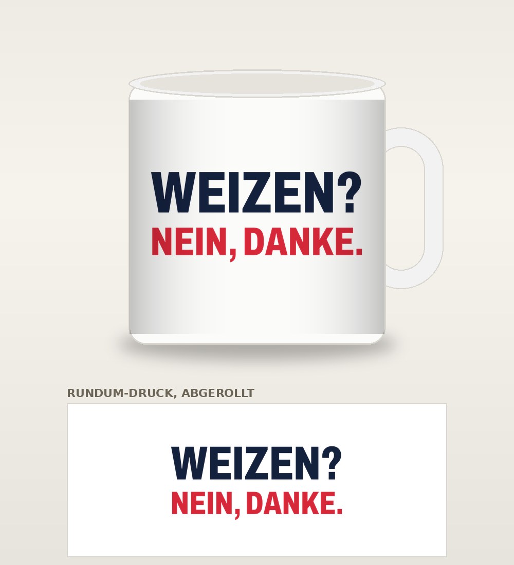 Tasse „Weizen? Nein, danke.“